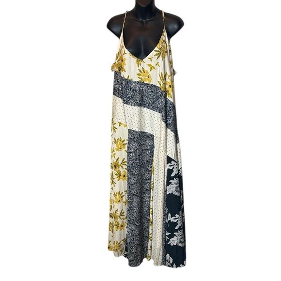 Banana republic women’s xl assymetrical hem maxi dress patchwork mixed media - Picture 2 of 8